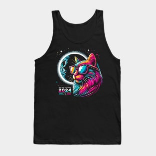 Galactic Gaze: Feline Witness to the 2024 Eclipse Tank Top